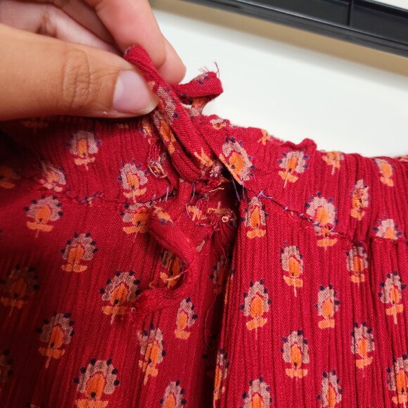 Red boho multi-print maxi skirt Indian style - Picture 5 of 5